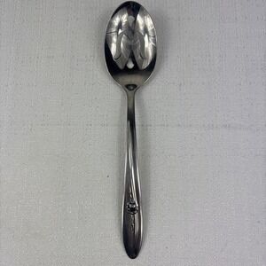 Sears Roebuck Provincial Rose Pierced‎ Slotted Serving Spoon 8 3/8"